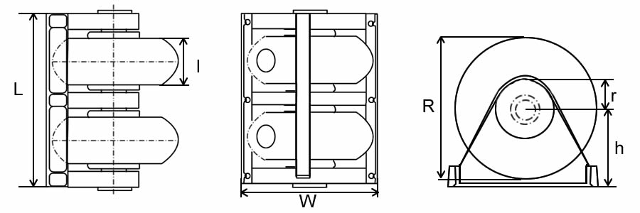 A plan about dimensions of roller rubber fender RFR2 type