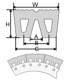 A plan about dimension and installation of standard W type rubber fender 