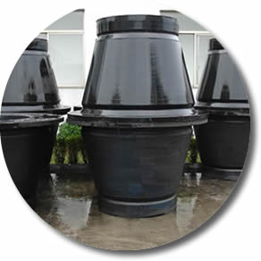 lots of cone fenders are stored in factory.