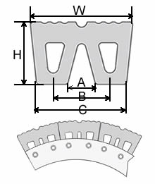 A plan about dimension and installation of standard W type rubber fender